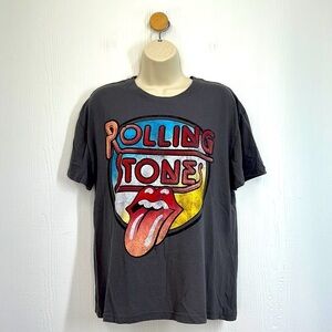 The Rolling Stones - Gray Rolling Stones Colorful Tongue Graphic Tee Size Large